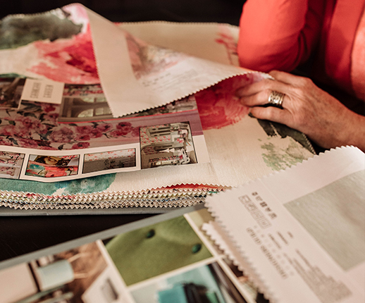 Designer selecting fabric samples