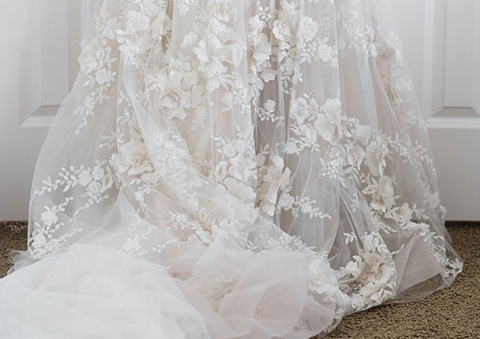 Train detail of wedding dress